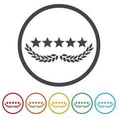 Star with win laurel ring icon