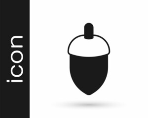 Black Acorn icon isolated on white background. Vector