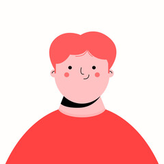 Portrait of cute boy. Vector illustration of smiling teenager. Happy face illustration