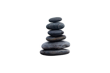 Stacked smooth stones isolated on white background with clipping path. Pile of stones for decoration.