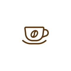 Hot cup icon. Mug with tea or coffee icon flat. Brown line pictogram isolated on white background.