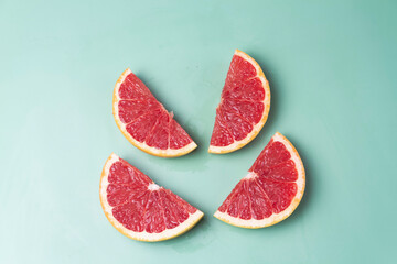 Sliced Grapefruit with red pulp,