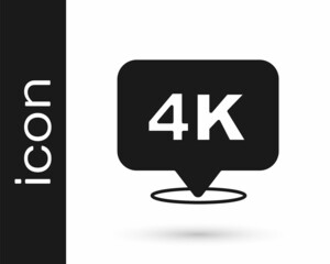 Black 4k Ultra HD icon isolated on white background. Vector