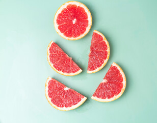 Sliced Grapefruit with red pulp,