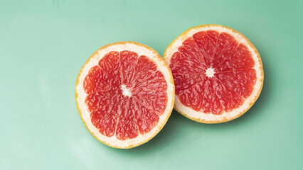 Sliced Grapefruit with red pulp,