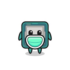 cute processor cartoon wearing a mask