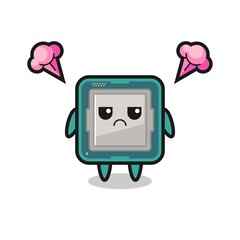 annoyed expression of the cute processor cartoon character
