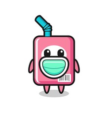 cute milk box cartoon wearing a mask