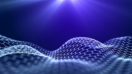 Futuristic polygonal mesh. Abstract technology background. Big data visualization. 3D rendering.