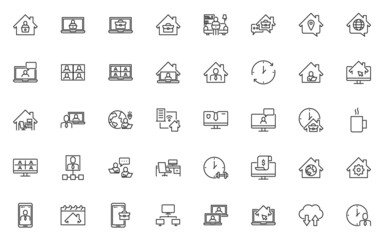 set work form home icon, freelance worker