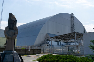 Chernobyl nuclear power plant. Chernobyl arch. Chernobyl new safe confinement.
