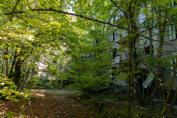 Building in abandoned ghost town Pripyat