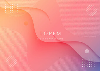 Abstract modern orange and pink gradient fluid shape background with copy space for text.