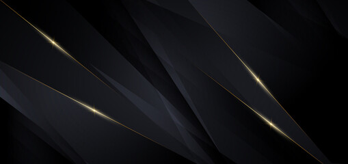 Abstract template dark triangles diagonal background with golden line. Luxury style. - obrazy, fototapety, plakaty