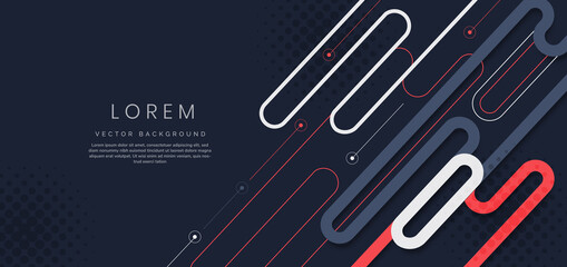 Banner template orange and white rounded shape geometric on dark blue background.