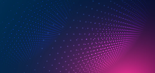 Abstract futuristic particle lines mesh on blue and pink background with light effect. Technology concept.