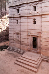 Fototapeta na wymiar lalibela ancient rock-hewn monolithic churches landmark heritage site in ethiopia