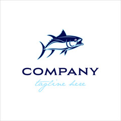 Tuna fish swimming logo with elegant design style