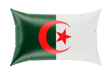 Pillow with Algerian flag. 3D rendering