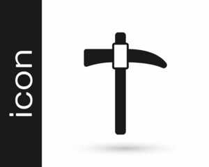 Black Pickaxe icon isolated on white background. Vector