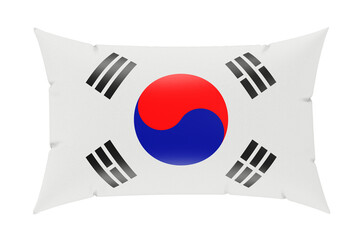 Pillow with South Korean flag. 3D rendering