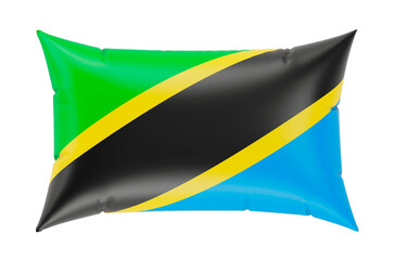 Pillow with Tanzanian flag. 3D rendering
