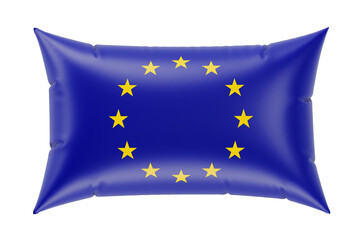 Pillow with The EU flag. 3D rendering
