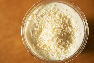 Coconut coffee on the table 