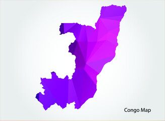 Congo Map pink Color on white background polygonal
