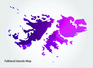 Falkland Islands Map pink Color on white background polygonal