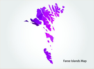 Faroe Islands Map pink Color on white background polygonal