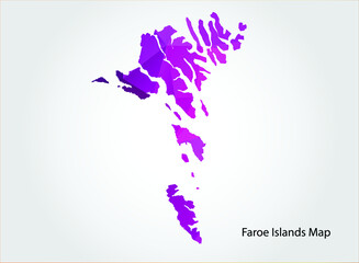 Obraz premium Faroe Islands Map pink Color on white background polygonal