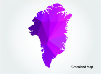 Greenland Map pink Color on white background polygonal	