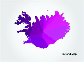 Iceland Map pink Color on white background polygonal