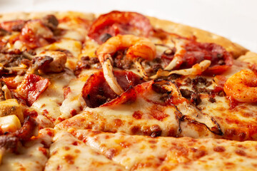 pizza with salami and cheese