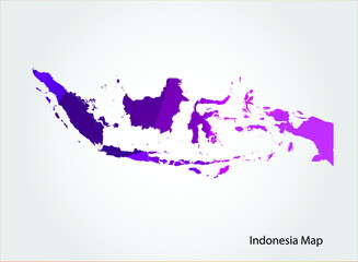 Indonesia Map pink Color on white background polygonal