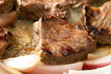 grilled steak with vegetables