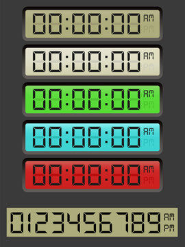 Electronic clock. Digital clock vector illustration