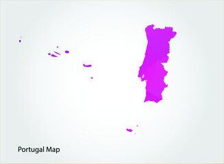 Portugal Map pink Color on white background polygonal