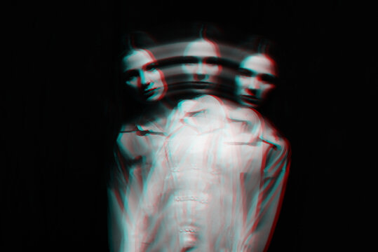 blurry female portrait of a psychotic with bipolar and schizophrenic disorders