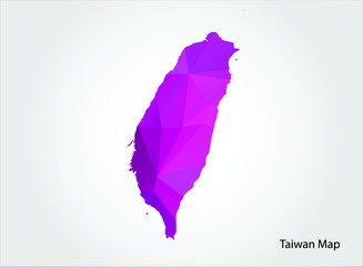  Taiwan Map pink Color on white background polygonal