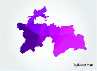 Tajikistan Map pink Color on white background polygonal