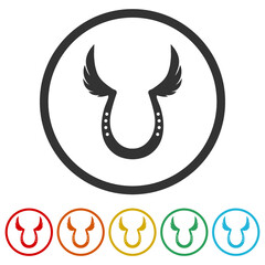 Horseshoe and wings ring icon