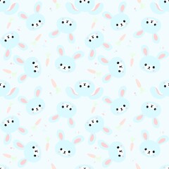 Seamless pattern with cute bunnies, carrots and other elements. Design for clothing, fabric and other items. The illustration is hand-drawn with live lines in the cartun style.