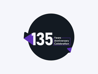 135 Years Anniversary Celebration badge with banner image isolated on white background