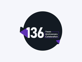 136 Years Anniversary Celebration badge with banner image isolated on white background