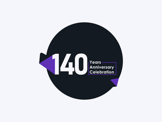 140 Years Anniversary Celebration badge with banner image isolated on white background