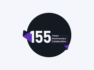 155 Years Anniversary Celebration badge with banner image isolated on white background