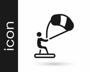 Black Kitesurfing icon isolated on white background. Vector
