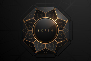 Abstract black and gold luxury frame template